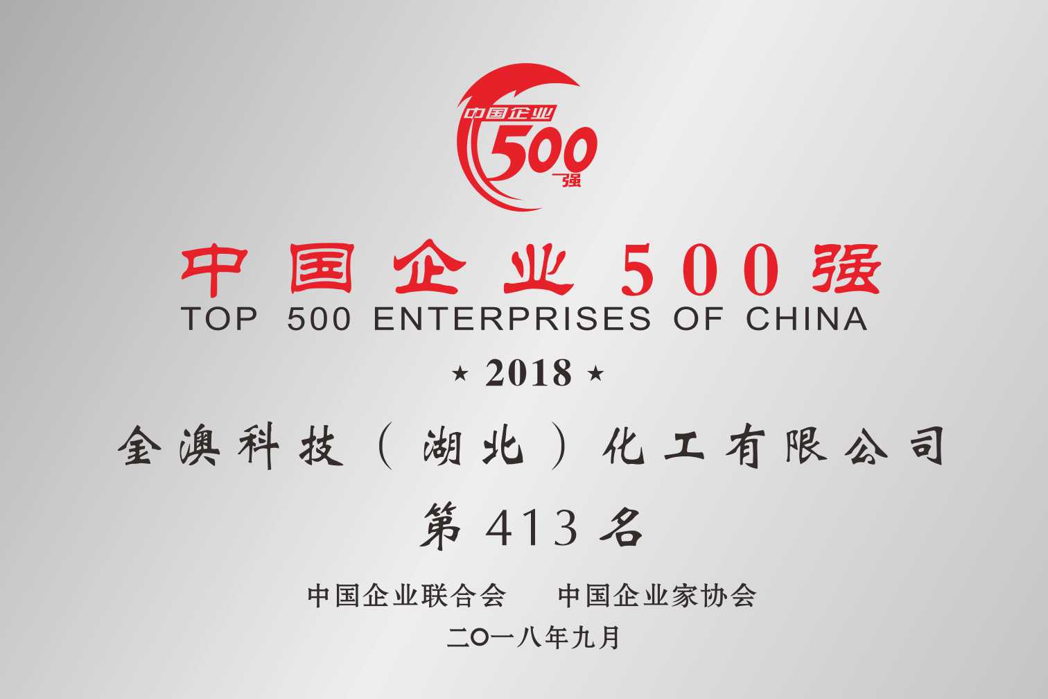 中国企业500强第413名